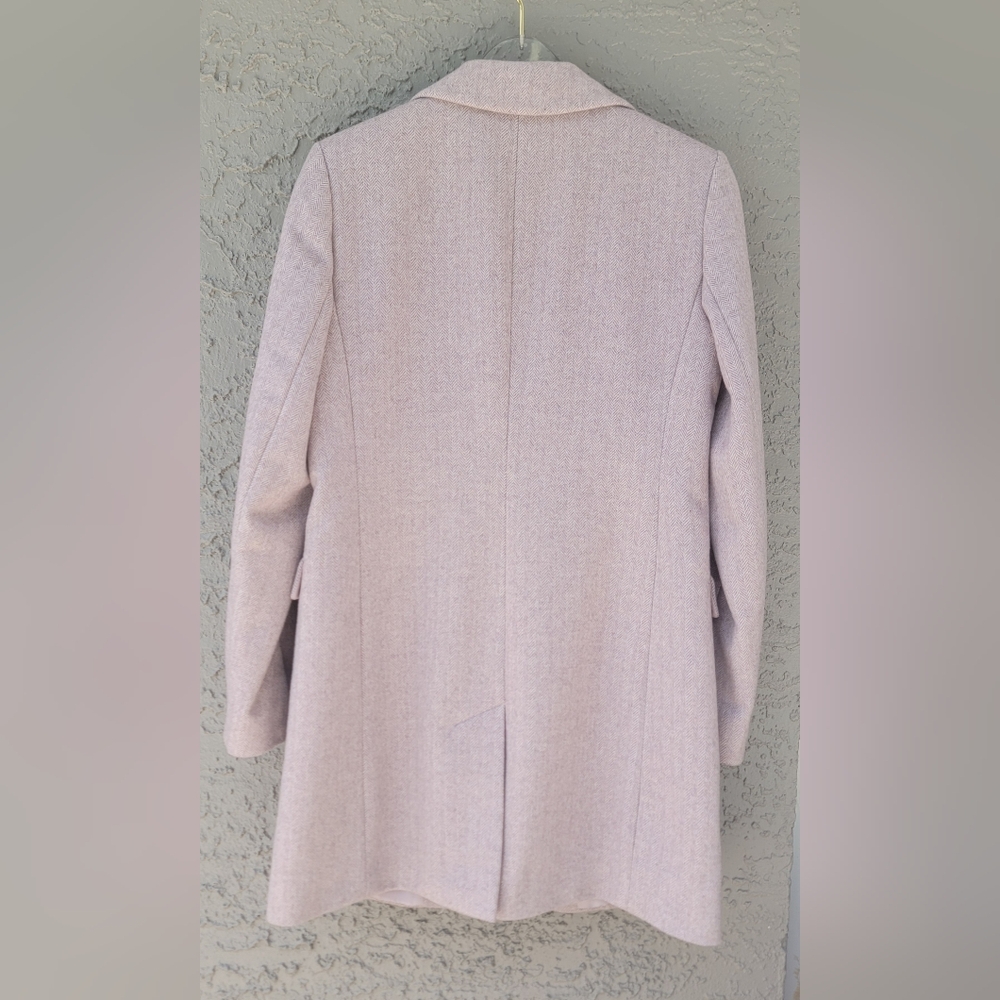 Lauren Ralph Lauren black label Herringbone wool blend dusty pink  coat size 4 - Picture 3 of 15
